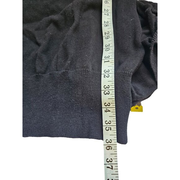 Te Amo Womens Sweater Dress Black Short Puffy Sleeves Cutout Back Cotton Size L - Picture 6 of 6